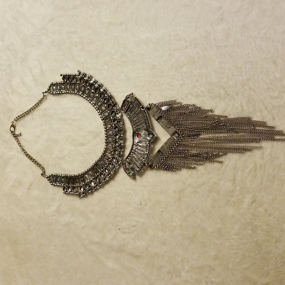 Large Statement Rhinestone Chandelier Necklace - image 6